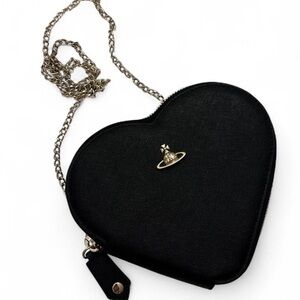 Vivienne Westwood Black Heart Clutch with Gold Chain